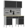 vidaXL Armario de trabajo 10 uds. Negro Madera Ingenierizada y Acero