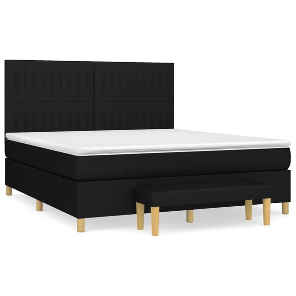 vidaXL Cama box spring con colch&oacute;n tela negro 160x200 cm