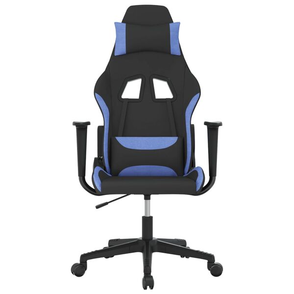 vidaXL Silla gaming de masaje tela negro y azul