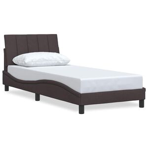 vidaXL Estructura de cama sin colch&oacute;n Hanko tela marr&oacute;n oscuro 80x200 cm