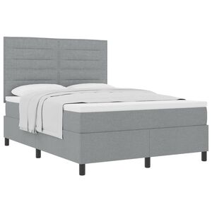 vidaXL Cama tipo Box Spring con colch&oacute;n Gris Claro 140 x 200 cm tela