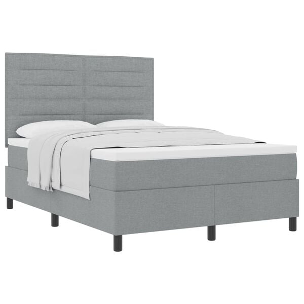 vidaXL Cama tipo Box Spring con colch&oacute;n Gris Claro 140 x 200 cm tela