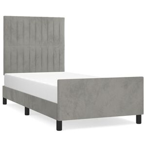 vidaXL Estructura de cama sin colch&oacute;n terciopelo gris claro 90x190 cm