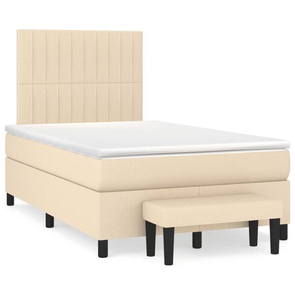 vidaXL Cama box spring con colch&oacute;n tela color crema 120x190 cm