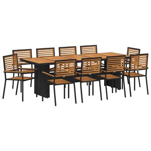 vidaXL Conjunto de Comedor de Jard&iacute;n 11 uds. Negro y Marr&oacute;n