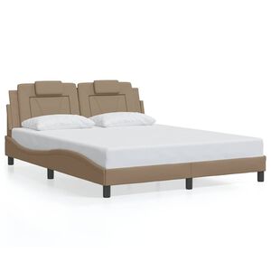 vidaXL Estructura de cama Viana sin colch&oacute;n cuero sint&eacute;tico capuchino 160x200cm