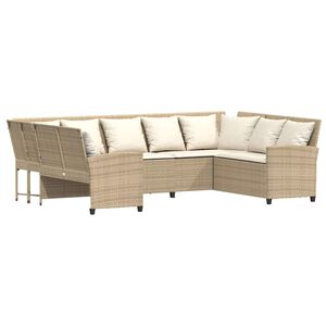 vidaXL Sof&aacute; de jard&iacute;n con cojines rat&aacute;n sint&eacute;tico beige