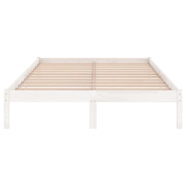 vidaXL Estructura de cama doble sin colch&oacute;n madera maciza blanco