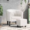 vidaXL Sill&oacute;n con taburete cuero sint&eacute;tico blanco