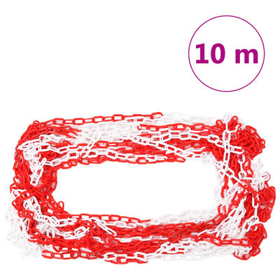 vidaXL Juego de conos con cadena 10 m rojo y blanco