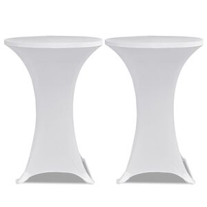 vidaXL Mantel cubierta elástica de mesa alta Ø 60 cm Blanco 2 unidades