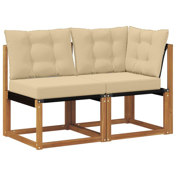 vidaXL Sof&aacute; de esquina y centro para exterior 2 Pieza Natural