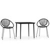 vidaXL Juego de comedor para jard&iacute;n 3 piezas negro