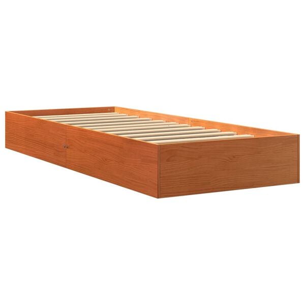 vidaXL Estructura de cama sin colch&oacute;n madera maciza marr&oacute;n 90x190 cm