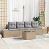 vidaXL Conjunto de sof&aacute; de jard&iacute;n 5 pcs Beige y gris rat&aacute;n sint&eacute;tico