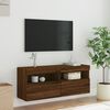 vidaXL Mueble de TV de pared con luces LED roble marr&oacute;n 100x30x40 cm
