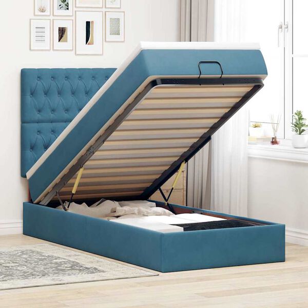 vidaXL Estructura cama otomana colchones terciopelo azul oscuro