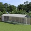 vidaXL Perrera de exterior con toldo acero galvanizado plata 2x14x2,5m