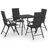 vidaXL Juego de comedor para jard&iacute;n 5 piezas negro