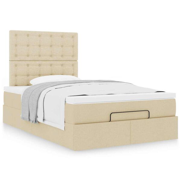 vidaXL Estructura de cama otomana colch&oacute;n tela crema 120x190 cm