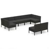 vidaXL Set de muebles de jard&iacute;n 9 pzas y cojines rat&aacute;n sint&eacute;tico negro