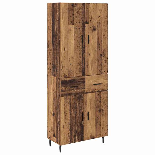vidaXL Aparador alto con caj&oacute;n 2 pcs Madera envejecida