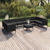 vidaXL Set de muebles de jard&iacute;n 11 pzas cojines rat&aacute;n sint&eacute;tico negro