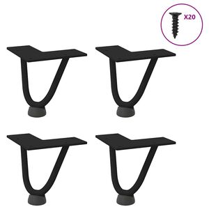 vidaXL Patas de horquilla para mesa de centro (4 unidades), color negro, 10 cm, acero macizo