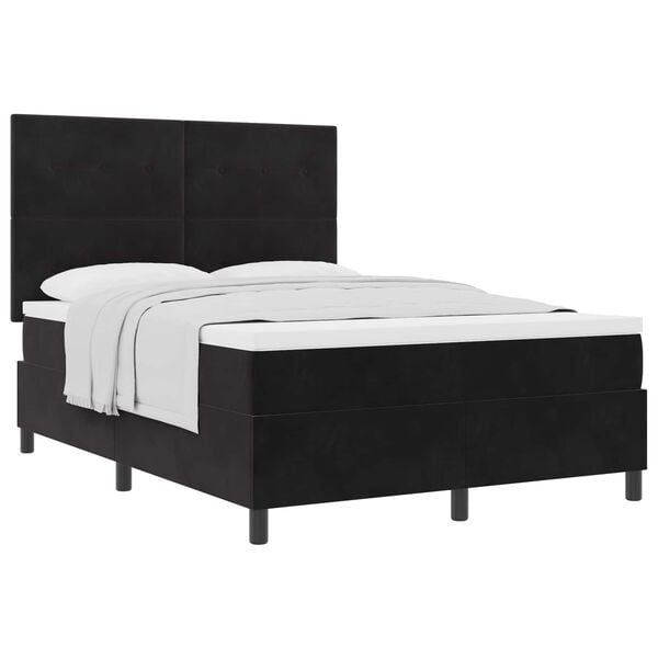 vidaXL Cama tipo Box Spring con colch&oacute;n Negro 160 x 200 cm tela