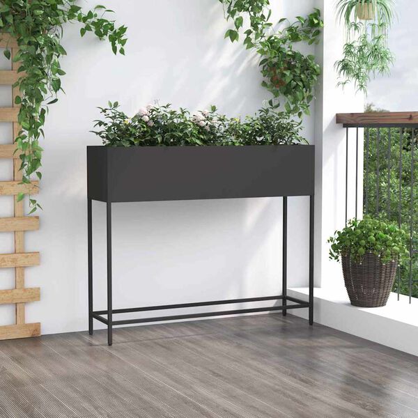 vidaXL Jardinera Elevada Negro 100 x 26 x 82 cm Acero