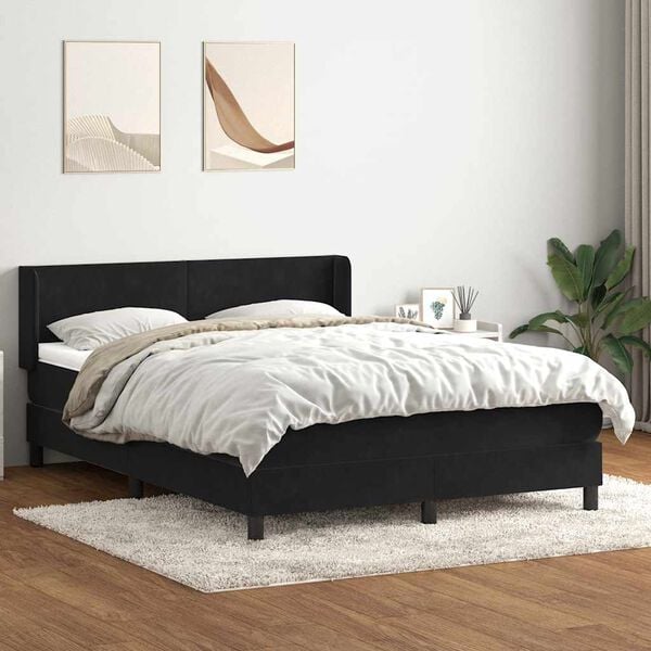 vidaXL Cama box spring con colch&oacute;n terciopelo negro 160x210 cm