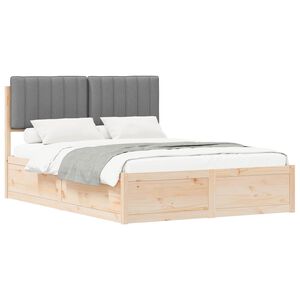 vidaXL Estructura de Cama con Cabecera Tapizada Gris Claro