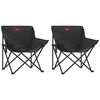 vidaXL Sillas de camping con bolsillo plegables 2 unidades negro