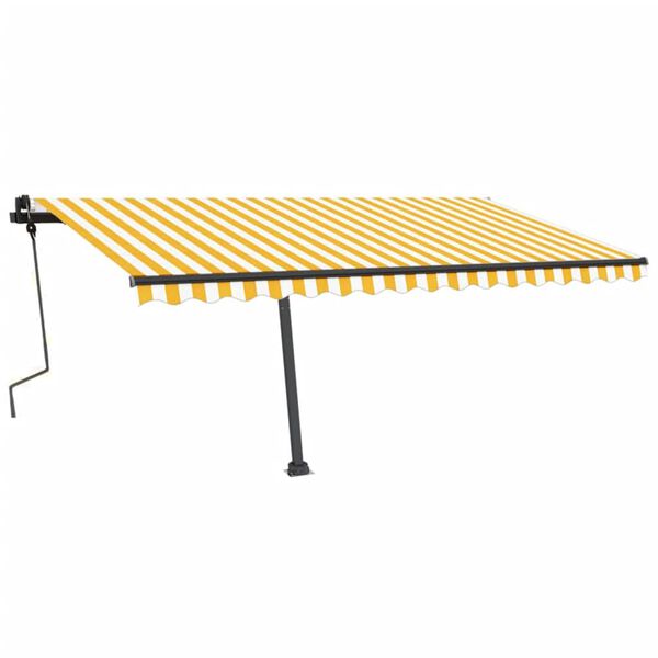 vidaXL Toldo manual retr&aacute;ctil con LED amarillo y blanco 450x350 cm
