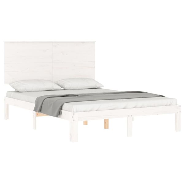 vidaXL Estructura de cama sin colch&oacute;n madera de pino blanca 140x200 cm