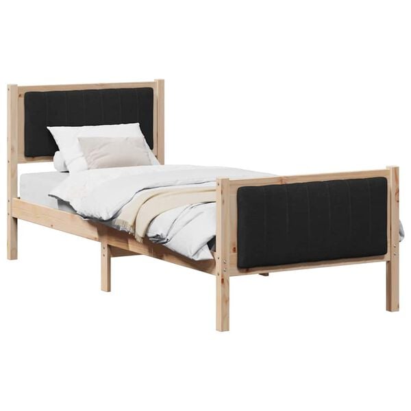 vidaXL Estructura de cama con cabecera Marr&oacute;n y negro 75 x 190 cm