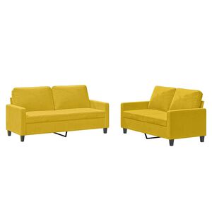 vidaXL Juego de sof&aacute;s con cojines 2 piezas terciopelo amarillo