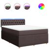 vidaXL Cama box spring con colch&oacute;n tela marr&oacute;n oscuro 140x190 cm