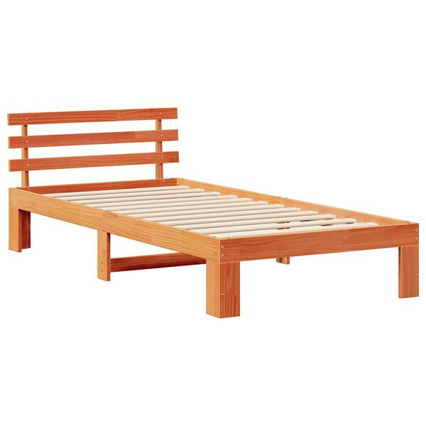 vidaXL Estructura de cama con cabecera Marr&oacute;n cera 80 x 200 cm