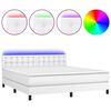 vidaXL Cama box spring colch&oacute;n y LED cuero sint&eacute;tico blanco 160x200 cm