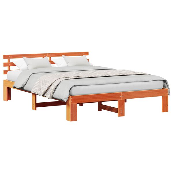 vidaXL Estructura de cama con cabecera Marr&oacute;n cera 150 x 200 cm