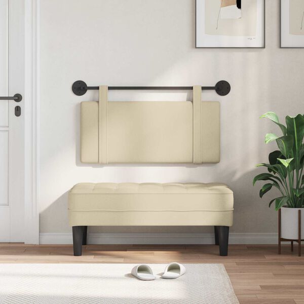 vidaXL Cabecera Colgante Liso Crema 100 x 55 x 5 cm tela