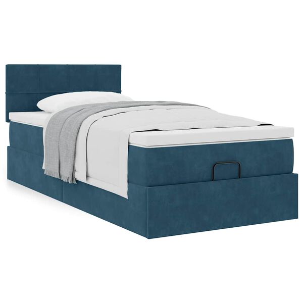 vidaXL Estructura cama otomana colch&oacute;n terciopelo azul oscuro