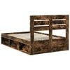 vidaXL Estructura de cama con cabecera Roble ahumado 135 x 190 cm