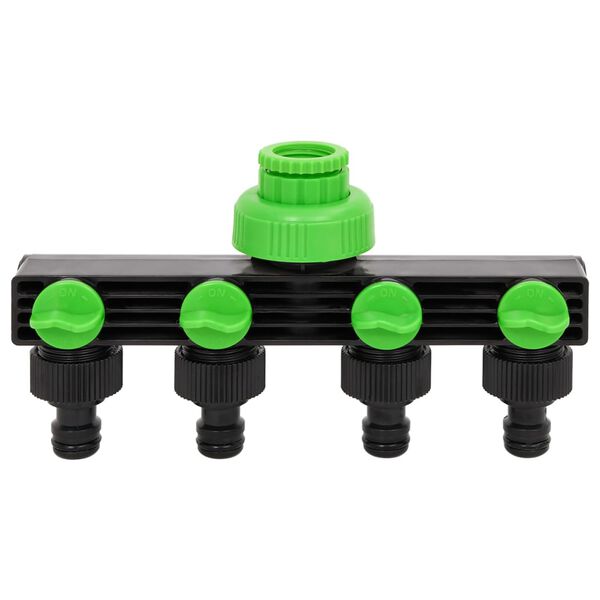 vidaXL Adaptador para grifo de 4 v&iacute;as ABS & PP verde negro 19,5x6x11cm