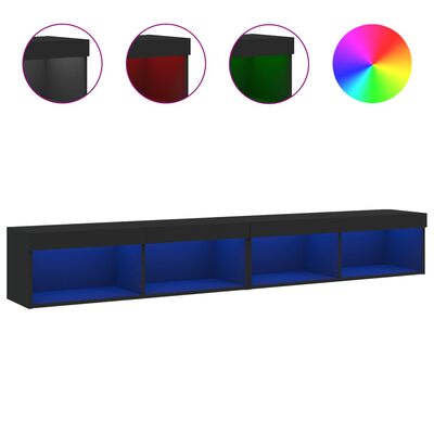 vidaXL Muebles de TV con luces LED 2 uds negro 100x30x30 cm