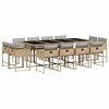 vidaXL Set comedor de jard&iacute;n con cojines 13 pzas rat&aacute;n sint&eacute;tico beige