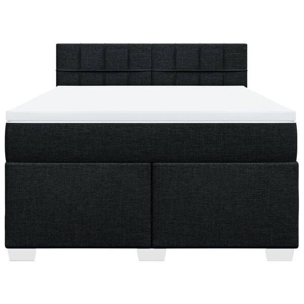 vidaXL Cama box spring con colch&oacute;n tela negro 160x200 cm