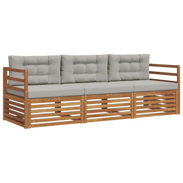 vidaXL Conjunto de sof&aacute;s de exterior 3 pcs Gris Natural y Claro