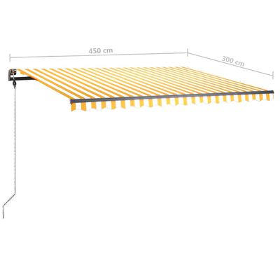 vidaXL Toldo manual retráctil con LED amarillo y blanco 450x300 cm